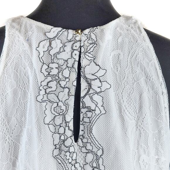 APT. 9 Sleeveless Top Medium Size Women's White Floral Printed Lace Blouse - Picture 11 of 16